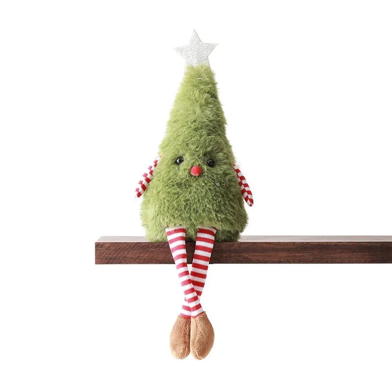 Christmas Tree Green Doll Hang long legs Ornaments Plush Knitting Crafts Tree Pendant Christmas Decorations for Home Kids Gift