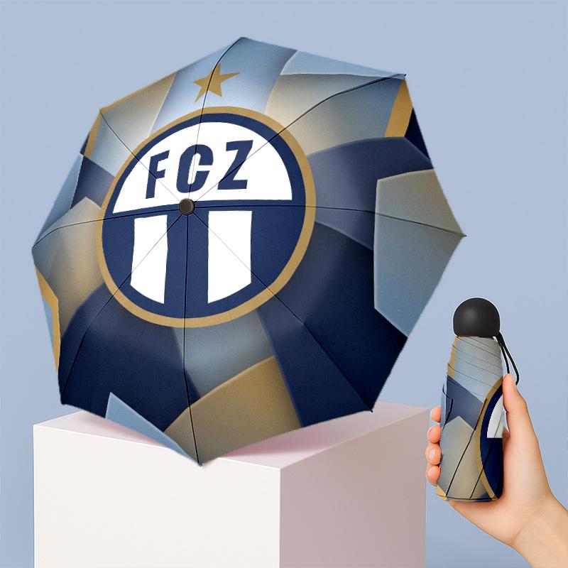 FC Zürich Mini 5 Fold Pocket Umbrella Compact Lightweight Anti UV Rain Sun Protection Umbrella Portable Travel Umbrella