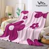 Magenta Simple Floral Flannel Blanket Warm Soft Halloween Christmas Decorative Couch Warm Cozy All-Season Gift