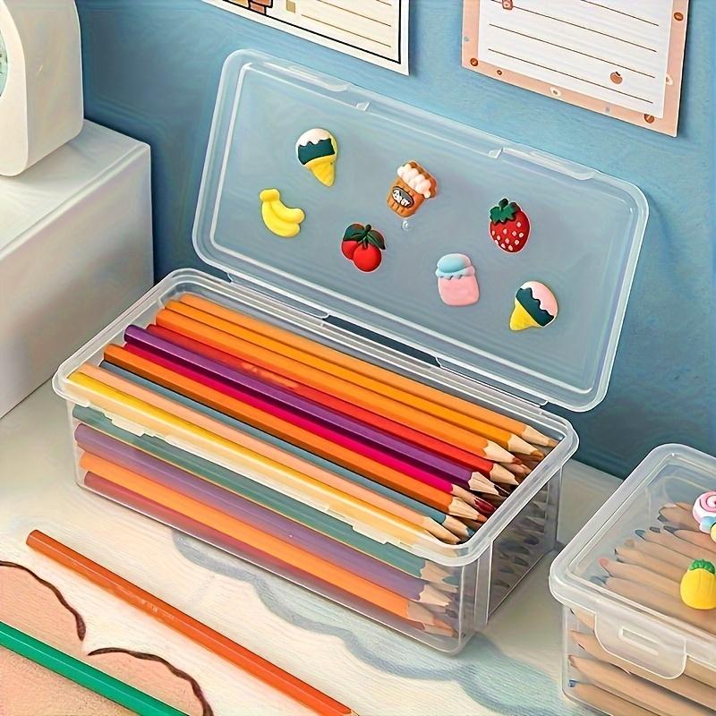 4 Stück transparente Aufbewahrungsboxen mit Deckeln - Große Kapazität & Mini-Größen, für Büro-Stifte, Schreibtisch- & Zimmerorganisation