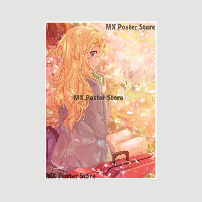 Japanische Anime Your Lie In April Poster weiß beschichtetes Papier Wandaufkleber Home Decor Wandbild Wohnzimmer Bar Dekoration Malerei