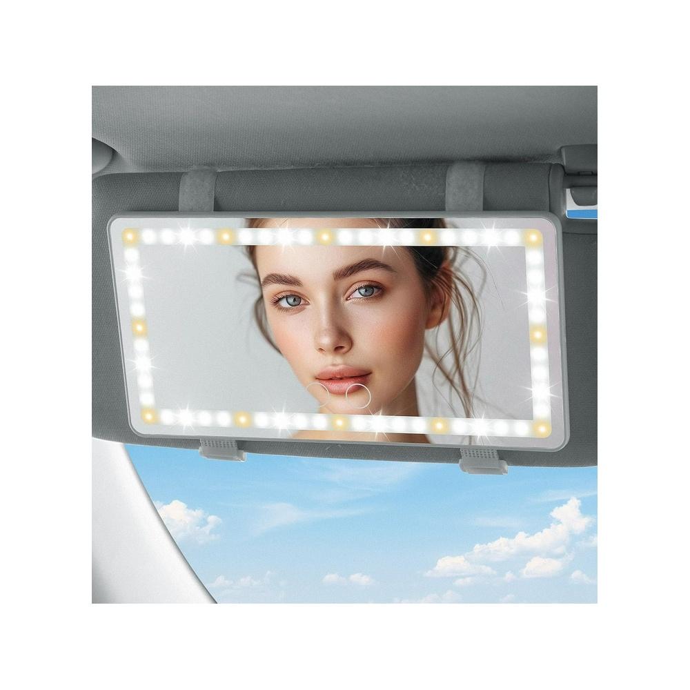 

Car Sun Visor Vanityrror with Lights 60 LEDs 3 Light Modes Rechargeable & Dimmable Touch Control Travel Makeuprror for Sedan Truck SUV