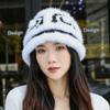 Winter Mink Hair Lion Hat Female Cute Fashion Plush Knitted Hat Tiger Head Fur Hat Bucket Hat