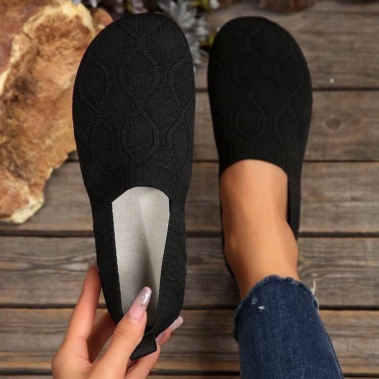 Flat-bottomed women's single shoes spring and summer new Doudou shoes woven fly-woven one-pedal casual large-size women's shoe cloth