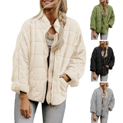 Dámská zimní bunda Stojánek Límec Teplý měkký zip Zapínání Cardigan Dlouhý rukáv Silný mrazuvzdorný Volné kapsy Ležérní Podzimní kabát