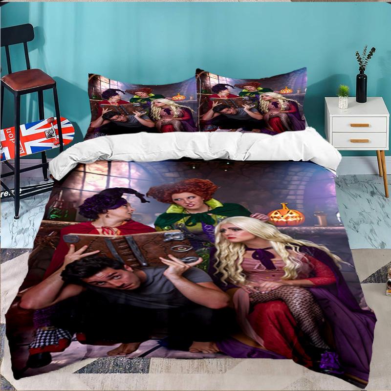 Pocus Halloween Magic 3pcs Bedding Set,Including 1pc Duvet Cover And 2pcs Pillowcases Perfect Gift for Christmas,Ideal for Bedroom, Dormitory