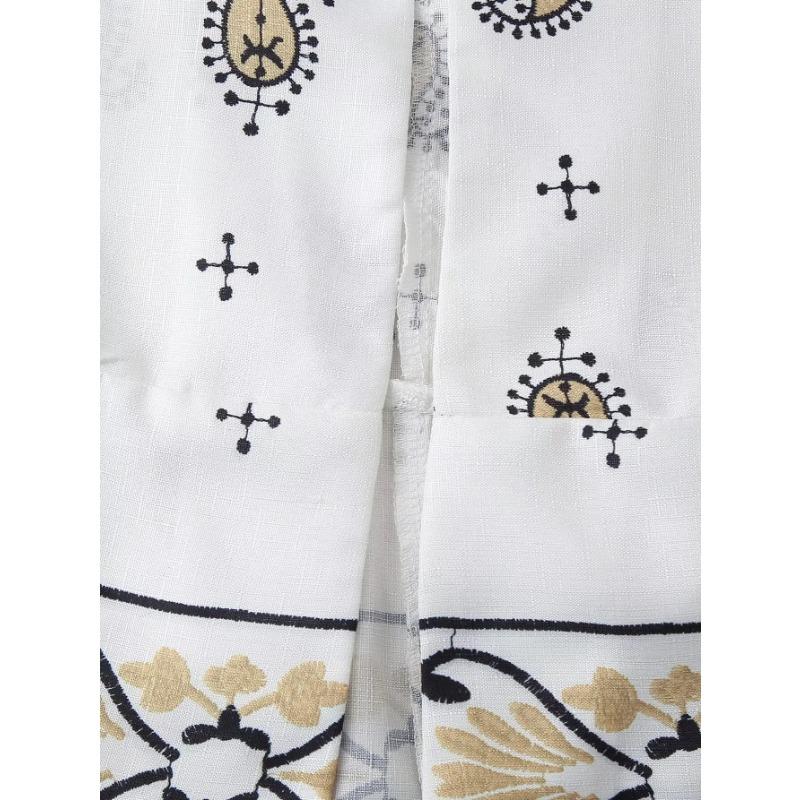 Loungewear Women Casual O Neck Long Sleeves Blazer+High Waist Straight Pants Summer Cashew Flower Embroidery Pants Set Sleepwear