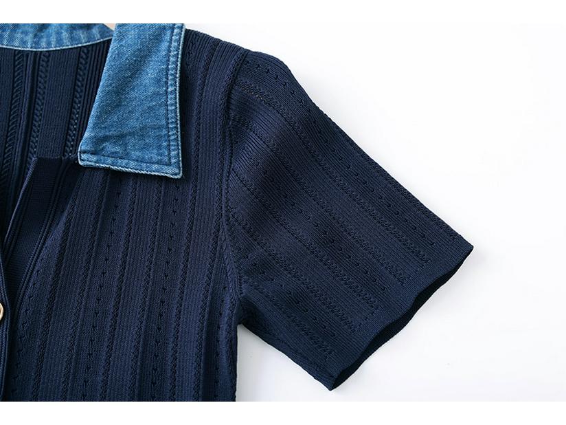 In Stock: S Brand 026 Summer French Women's Short Sleeve Elegant Knit Long Dress