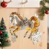 Pferd Weihnachtsschmuck Glitzer Strass Pferd Weihnachtsbaum Hängeornament 2D Flach Acryl Auto Rückspiegel Anhänger für Feiertags-Wohndekor