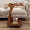Bamboo Balcony Tea Table  Movable Living Room Side Table  Anti-Collision Bedside Stand  Space-Saving C-Shaped Sofa Table