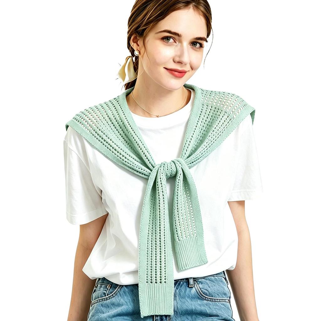 Knitted Hollow Out Shawl, Lightweight Breathable Neck Scarf Wrap for Women