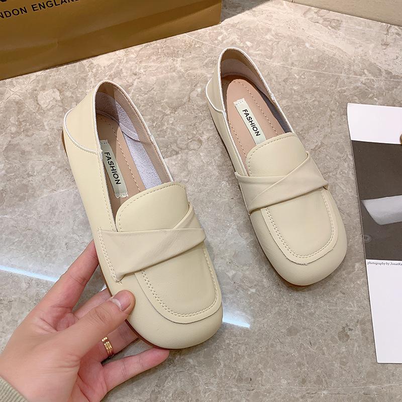 

2025 весна и лето новая корейская версия плоская подошва универсальные одинарные туфли квадратный носок обувь Doudou закрывает две ноги носить удобную женскую обувь 35