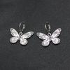 Retro Copper Color Double Face Butterfly Dangle Earrings for Women Insect Drop Zircon Girl Gift Birthday Brincos