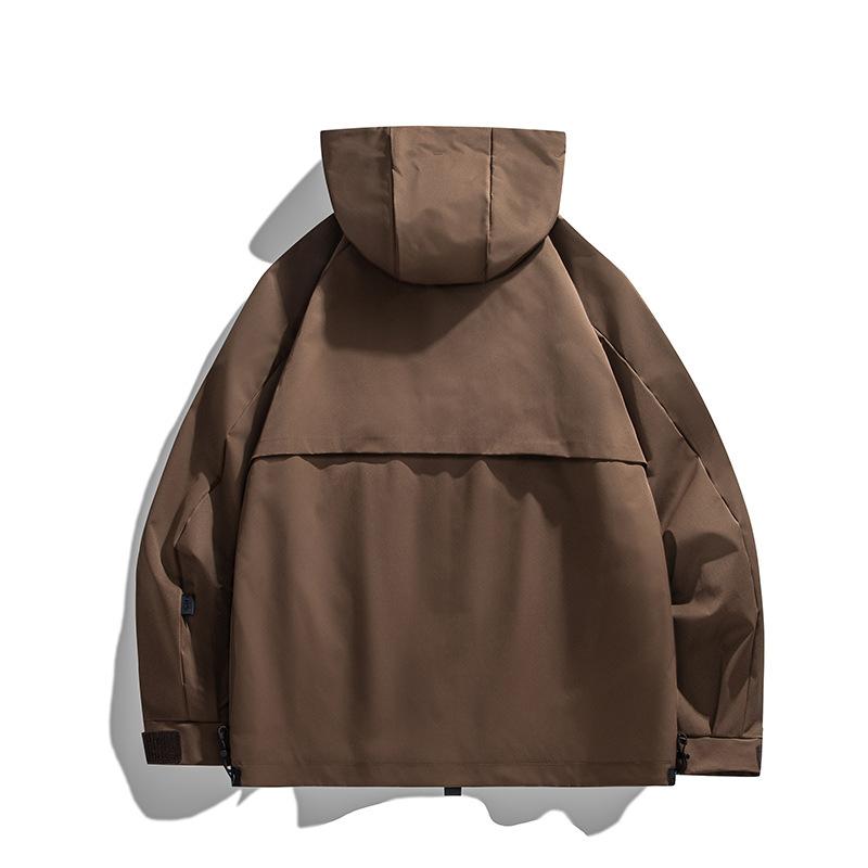 Jackets, Men's Autumn and Winter Trendy Outdoor Windproof Hooded Mountaineering Clothing, American Retro Functional Workwear Jackets