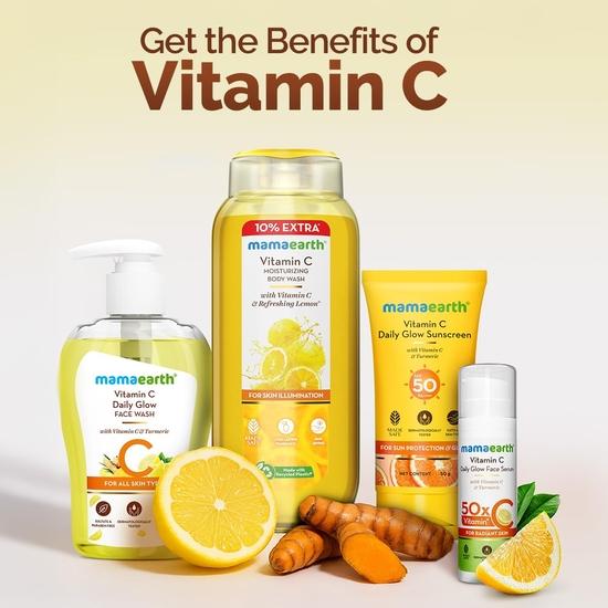 Mamaearth Vitamin C Face Wash for Women & Men 250ml- Toxin-Free & Oil-Free Face Wash for Acne-Prone, Dry & Oily Skin - Illuminates Skin