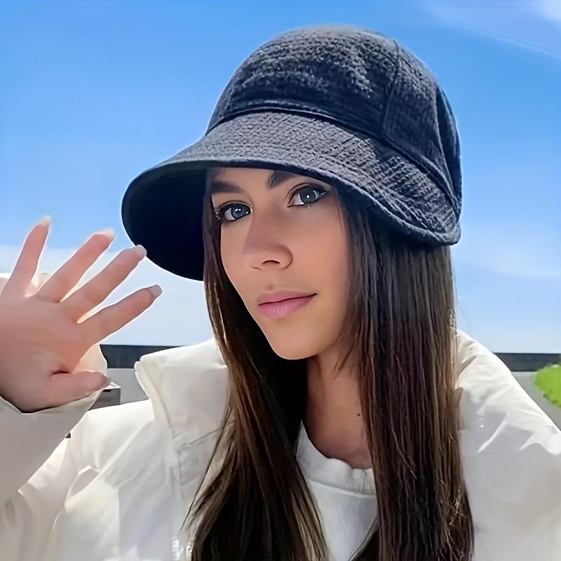 1pc Women's Sun Hat, Wide Brim, Adjustable Drawstring, Foldable, Casual Style, Woven, Outdoor Beach Fishing Mountaineering Hat