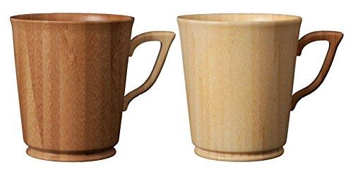 RIVERET Mugs, Large/Large, 280ml, Pair Set, Bamboo, Dishwasher Safe, White/Brown, RV-201LWLB