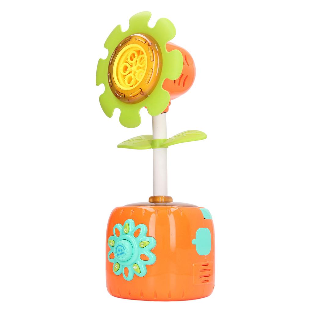 Kids Electric Bubble Blowing Machine Sunflower Shape Colorful Light Music Bubble Maker Toy