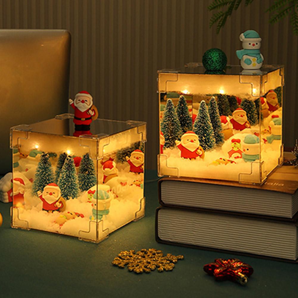 Kostka Design Lampka Nocna Pakiet Materiałów DIY Scena Śnieżna Dekoracyjne Światło Oświetlenie Świąteczne Dekoracja Prezent dla Rodziny Przyjaciół