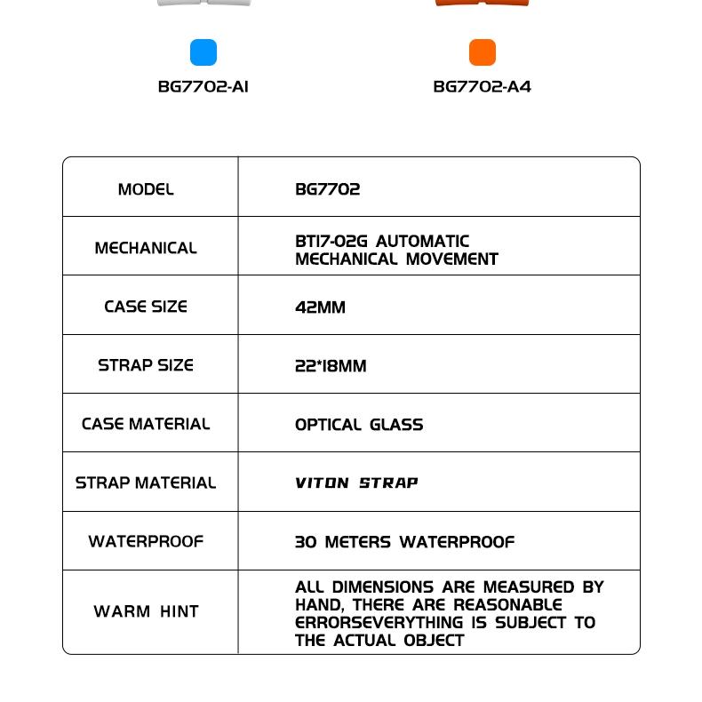 Bonest Gatti Uhr, Glasschale, modische Herren-Mechanische Uhr