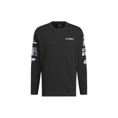 Aeroready Tee Letter Print Long Sleeve Outdoor Sports Vintage T-Shirt Men Tops Black IS9510