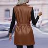 Women's Slim Fitting Jacket Women's Motorcycle Wear, Standing Collar Leather Jacket