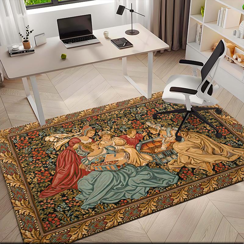 1pc Medieval Period Art Court Carpet Rug for Living Room Bedroom Home Sofa Decoration,Kids Play Non-slip Floor Mat