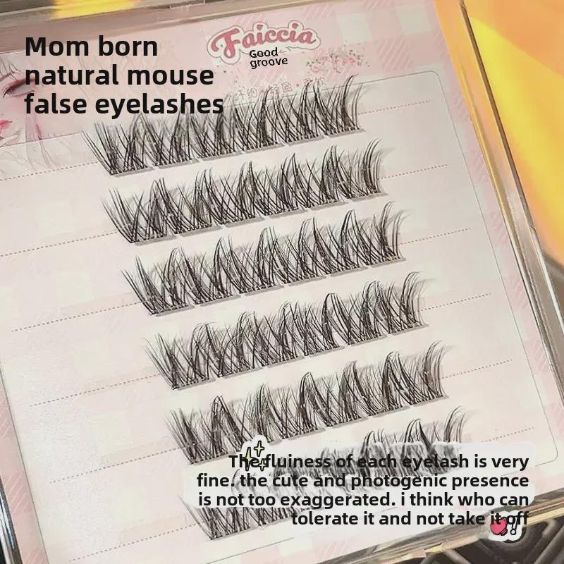 Feixi LC Glue-Free Curled Mouse Eyelashes: Natural, Playful, Cartoon-Inspired Faux Lashes for Women.