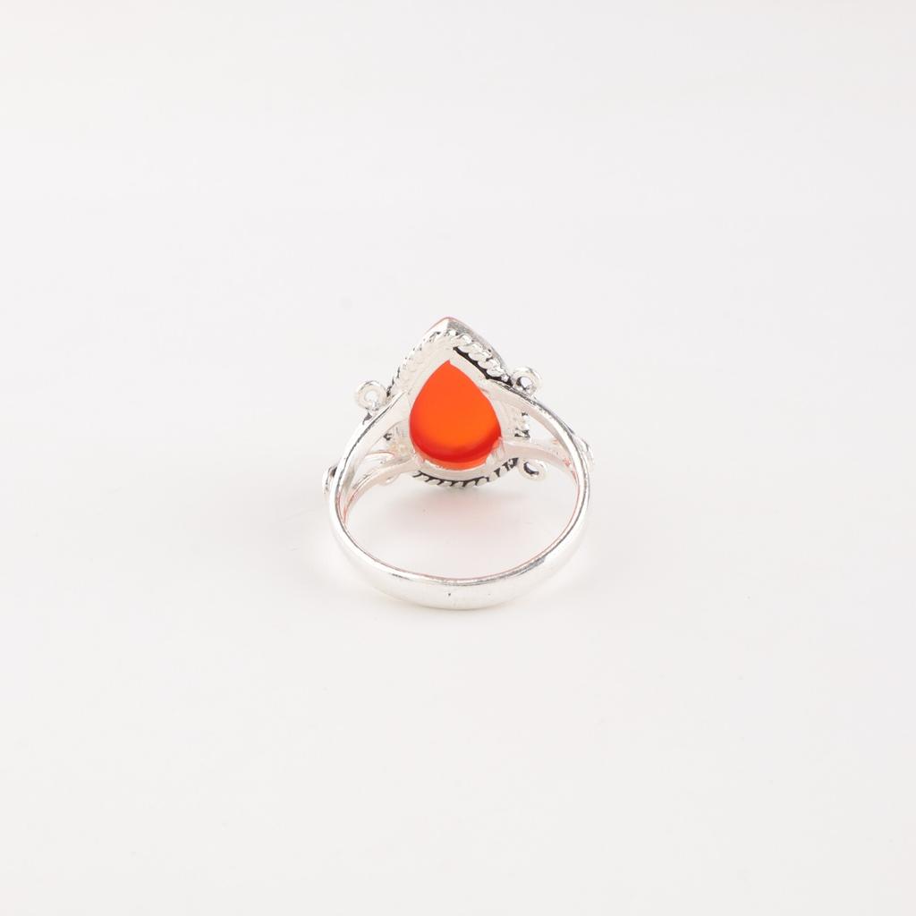 Natural Carnelian Gemstone 925 Stamped Silver Jewelry Handmade Engagement Ring RR-57-33
