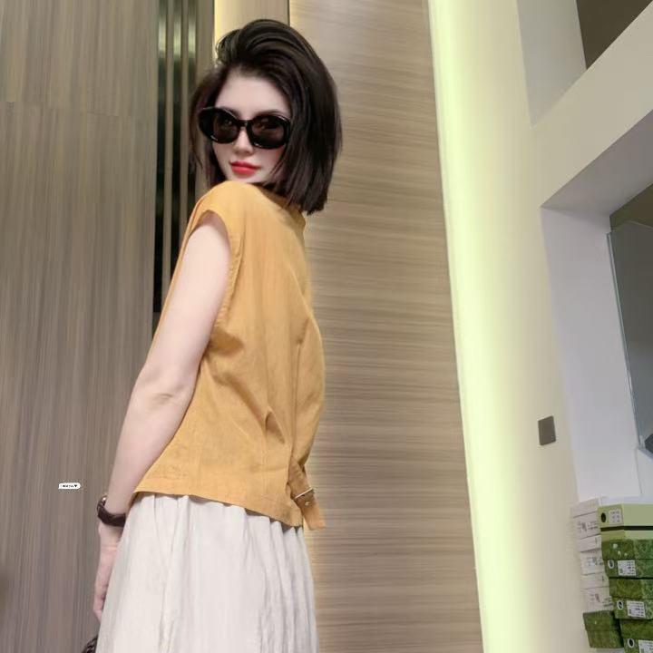 1116 Korean version of V-neck sleeveless shirt women's summer new thin loose short shirt shirt