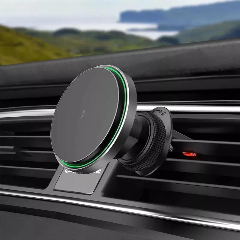 15W Magnetic Wireless Car Phone Holder Adjustable 360 Degrees Car Charger For Iphone15 14 13 Pro Samsung Universal Phone