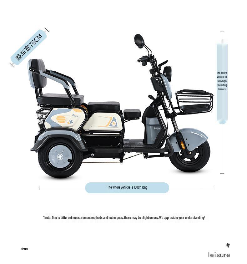 Electric Scooter Tricycle for Adults & Seniors: Compact, Reliable for Home Use & Child Transport