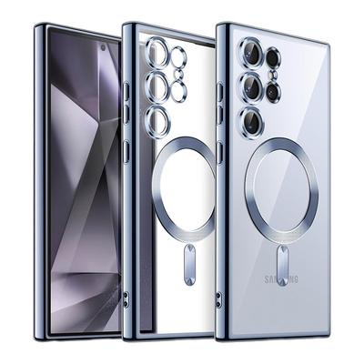 Luxury Plating Clear Magnetic For Magsafe Wireless Charge Case For Samsung Galaxy S25 S21 S22 S23 S24 Ultra Plus Silicone Cover