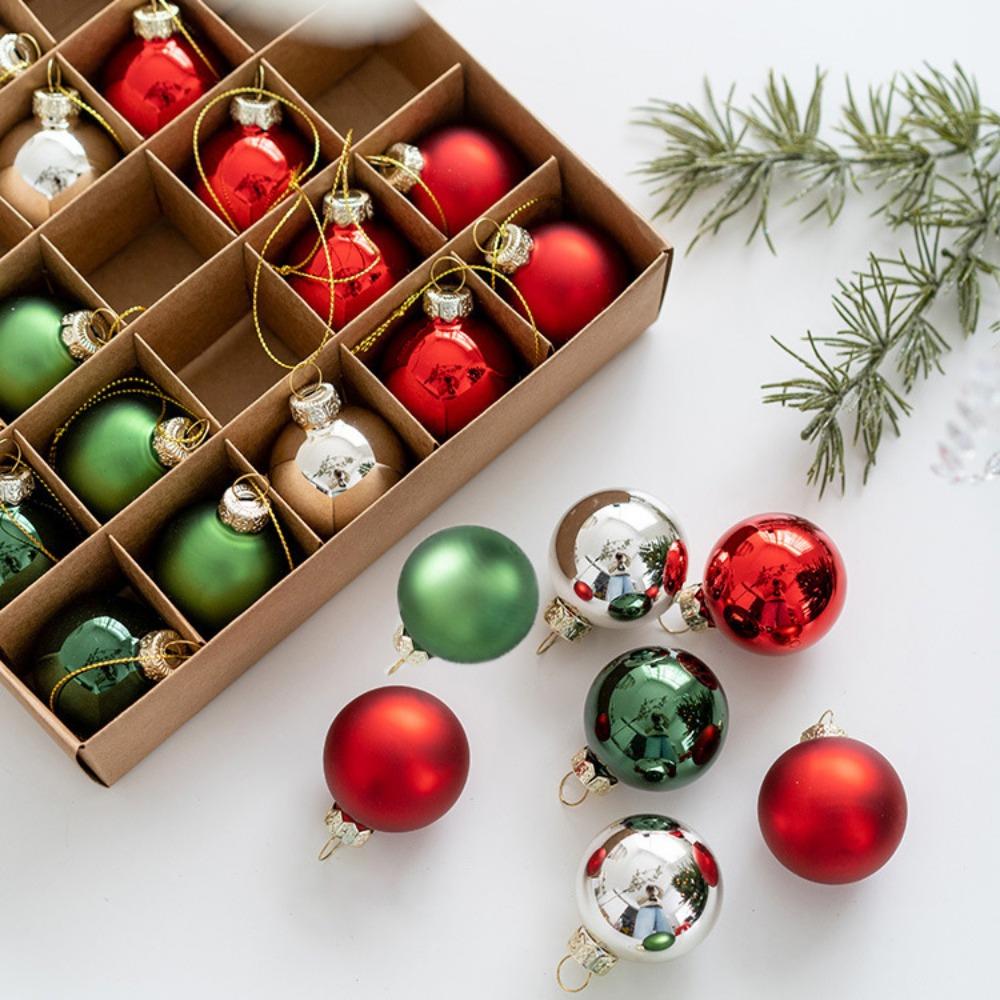 25Pcs/set Handmade Glass Christmas Balls DIY Xmas Tree Ornaments Accessories Gift