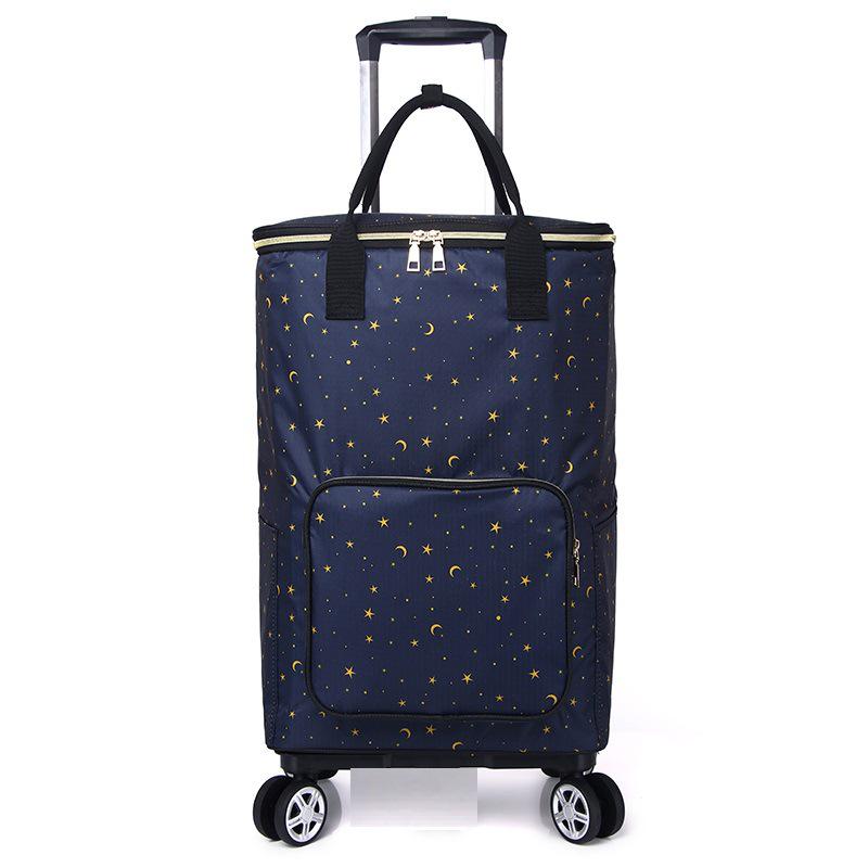Stylish Insulated Foldable Shopping Cart with Universal Wheels