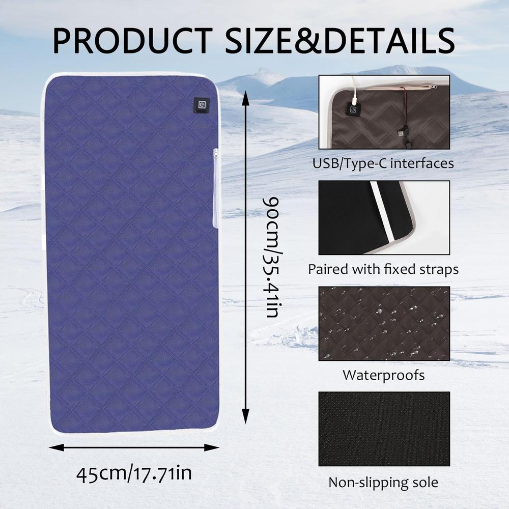 

Seat Heating Pad Smart 5V Portable Heating Seat Cushion Heater Warmer Waterproof For Students Camping Outdoor Wheelchairs Back Polyester&Autumn And Winter темно-синий