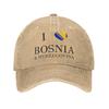 Unisex Damen Bosnien und Herzegowina Flagge Kappe Kopfbedeckung Baseballkappen Vintage Trucker-Kappe Verstellbar