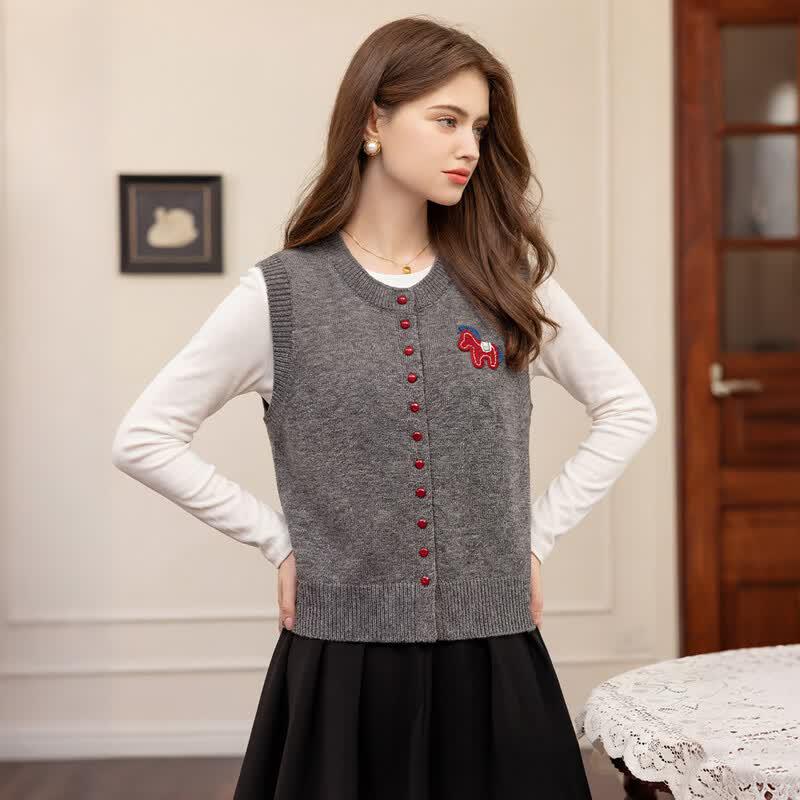 

Women s Cartoon Pony Knit Vest One Size
