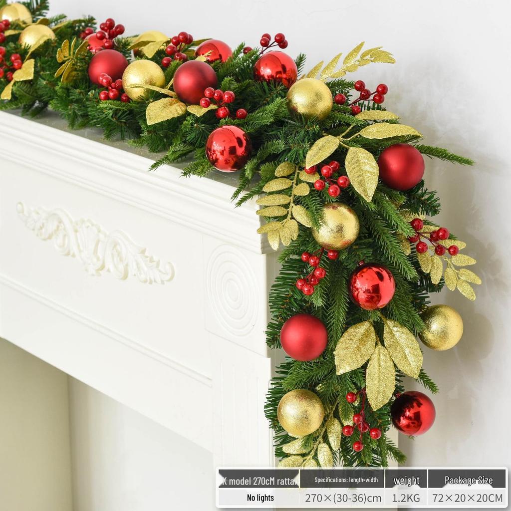 Christmas Glimmer: Garland Set for Tree, Window, and Fireplace with Flocked Leaf Ornaments