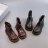 Childrens Leather Boots Fall British Martin Boots Fashion Korean Solid Boys Girls Shoes
