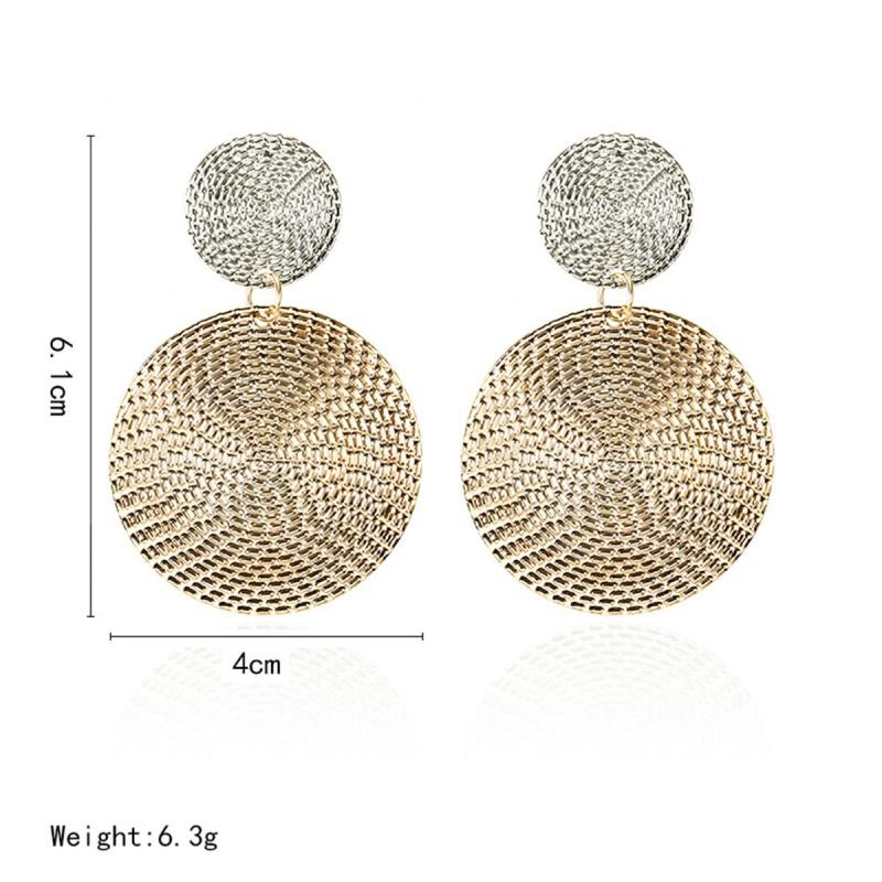 Uneven Alloy Dangle Earrings for Female Hyperbolic Big Round Pendants Punk Ear Zircon Metal Earrings for Women pendientes