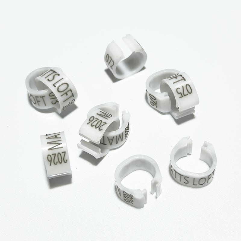 Personalisierte 100 Stück Innendurchmesser 8mm Kunststoff Taubenringe - Kundenspezifische Lasergravur, Taubenfußringe