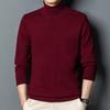 Men's Autumn Winter Wool Knit Sweater, Solid Color Turtleneck Base Layer, Simple Warm Commute Pullover
