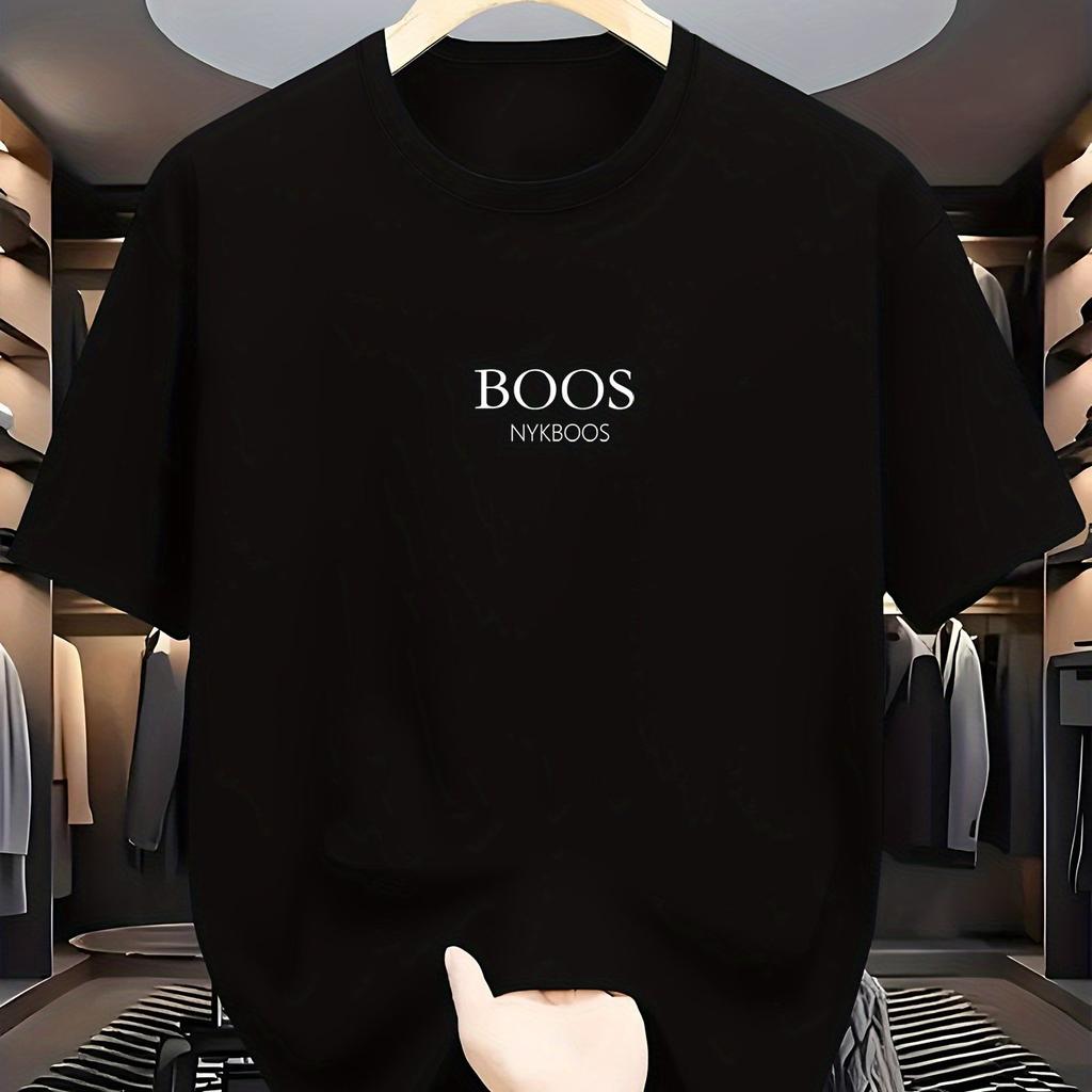 Summer Men's 100 Cotton Casual Loose Plus Size Boos Pattern Printed Sports Comfortable Round Neck Short Sleeve T-shirt Top