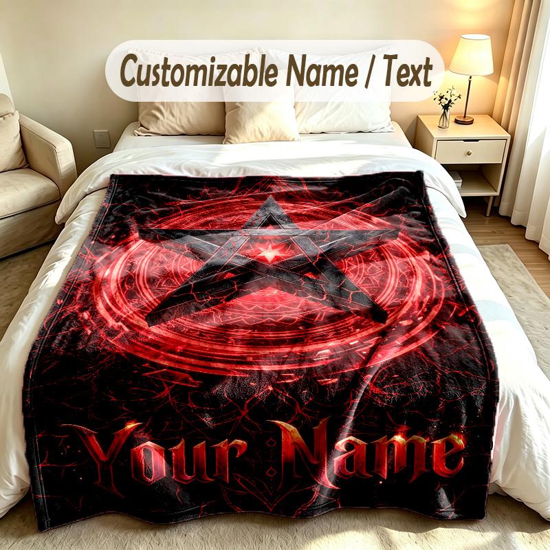 Witchcraft Theme Custom Blanket Personalized Name & Text Customized Soft Warm Throw Blanket Home Decor
