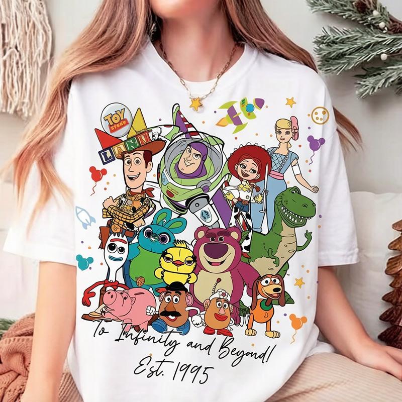 S-3XL Tee Retro T-shirt Adult Toy Friends Adventure T Shirt Cartoon Characters New Toy Story 5 Movie Support Cotton Style Fashion Trend for Fans