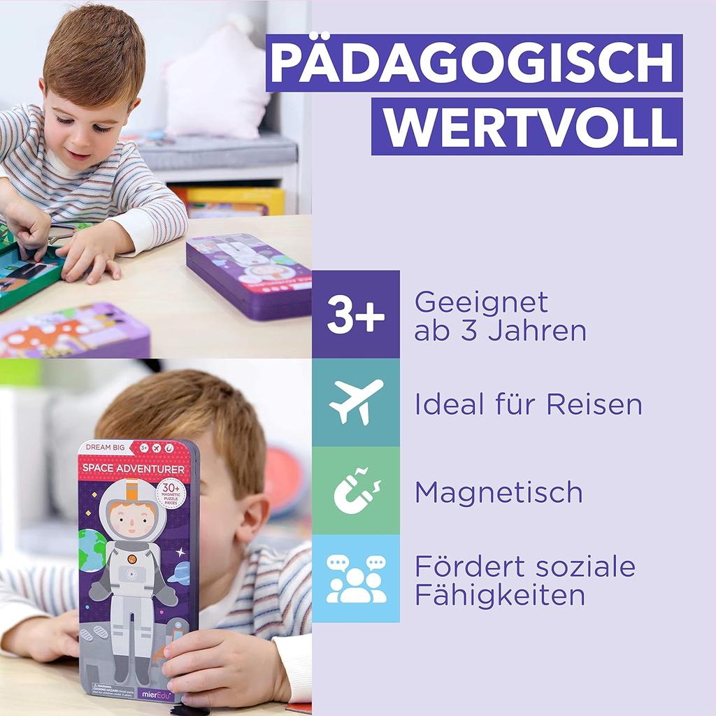 Scatola Gioco Magnetica Vestiti, Astronauta da Vestire, Promuove Abilità Motorie+Fantasia, Ideale per Casa e Viaggio Gioco per Bambini Dai 3 Anni