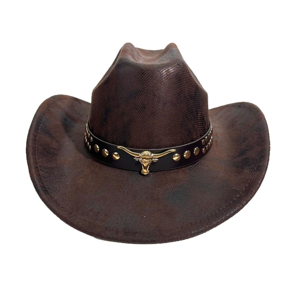 Western European And American Cowboy Hats, Retro Bull Head Accessories, Ethnic Style Jazz Hats, Sunshade And Sunscreen, Cowboy Top Hats