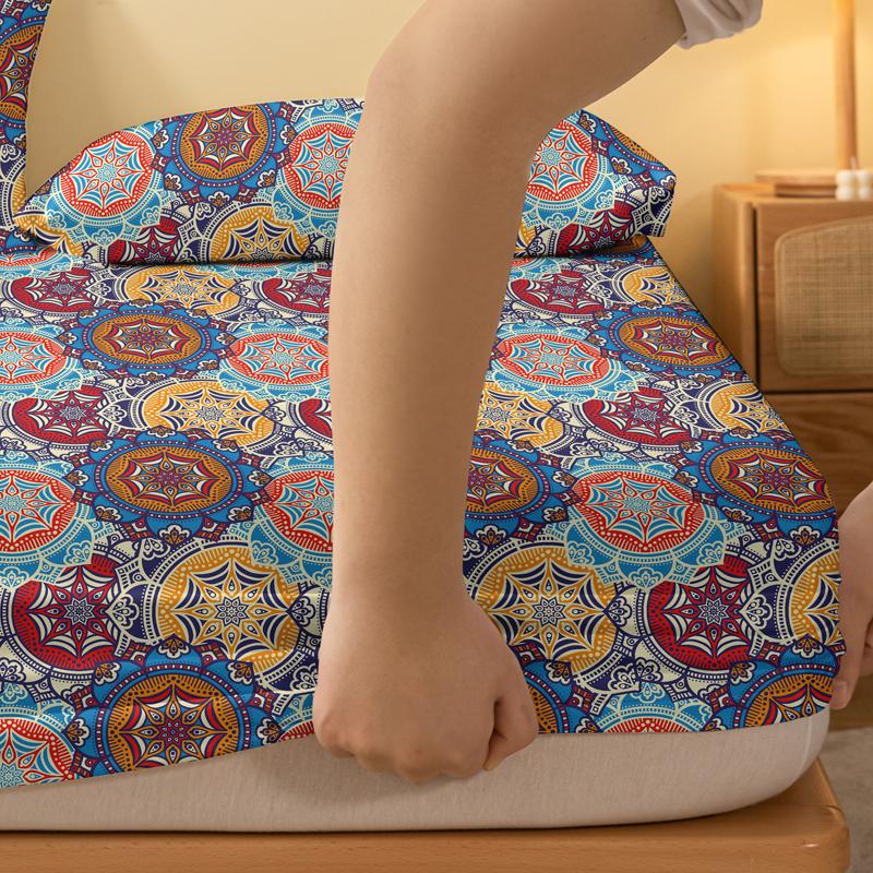 Bohemian 1 Patterned Frosted Bedsheet, Bedroom Printed Bedspread, Bedding Excluding Pillowcases