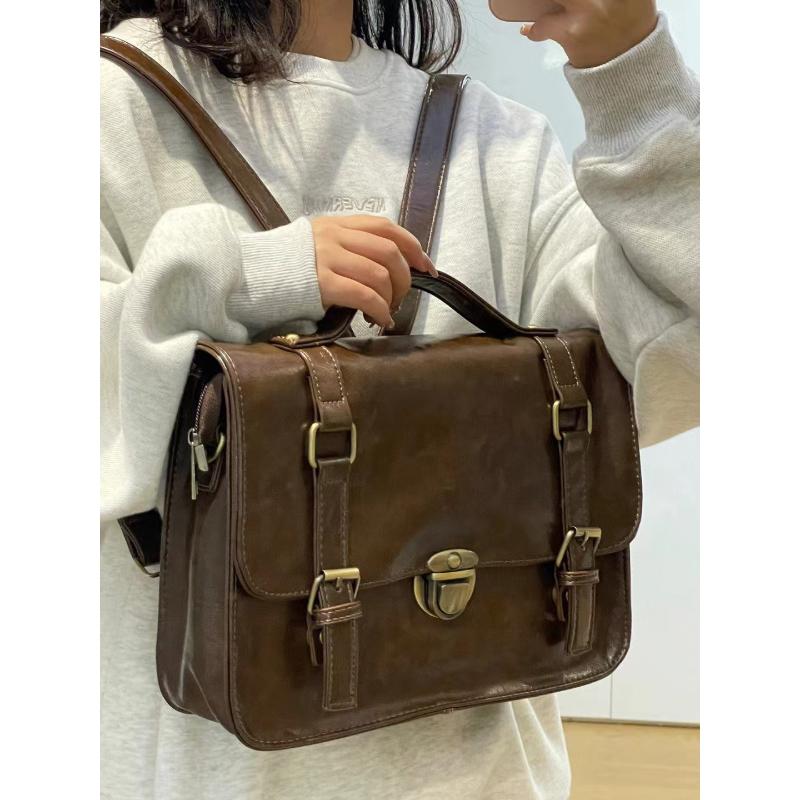 Vintage Weibliche Leder Umhängetasche Frauen Große Kapazität Schulter Umhängetaschen Student Schultaschen Mode Pendler Rucksäcke